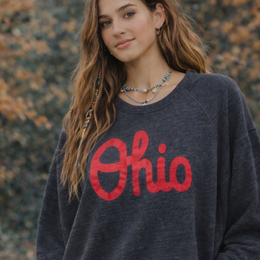 Homage dark gray script Ohio graphic pullover sweatshirt 23697